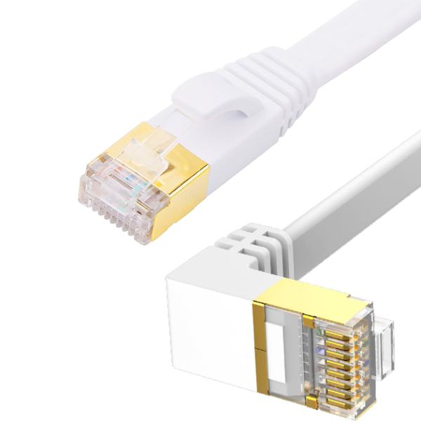 White Straight Flat Patch Cable PVC Jacket Multipurpose UTP Shield