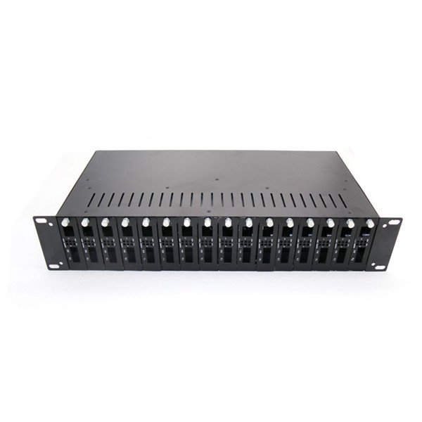 Rack Mount Fiber Media Converter Chassis 2U 16 Slots With Dual Power