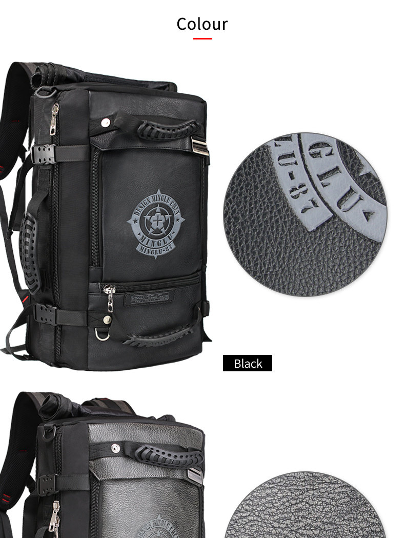 Black PU Waterproof Climbing Backpack Water Resistant Hiking Backpack OEM/ODM