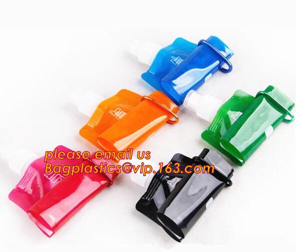 Soft Foldable Water Bags Sports Bottle Drinking Water Bag,500ml Foldable Flexible Water Bag Customized Collapsible Reusa
