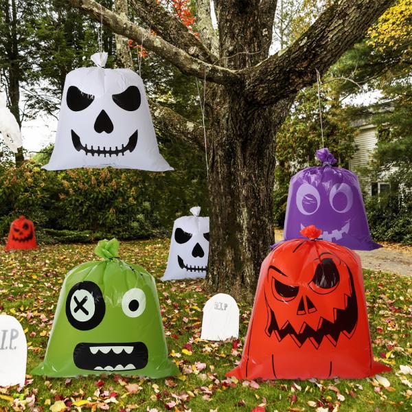 Wholesale Large Heat Seal Side Biodegradable LDPE Plastic Pumpkin Bag for Halloween Garden Yard Decoration