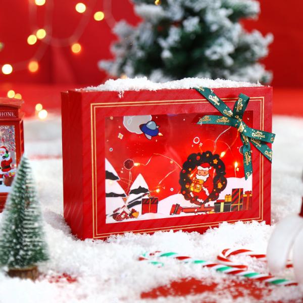 Cheap Christmas Wrapping Art Paper Materials Red Cardboard Gift Boxes for sale