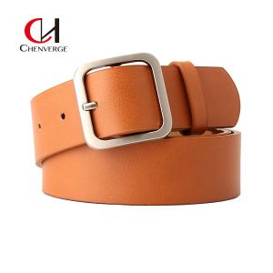 Best No Rust Ladies Leather Belt Retro Simple Square Buckle PU Leather Female wholesale