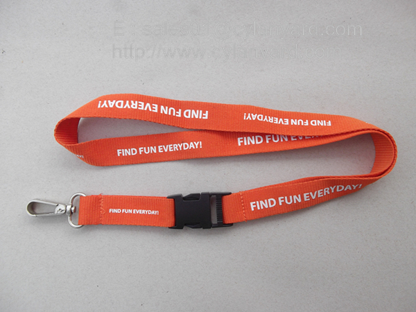 Dye coloured neck ribbon strap lanyard with dye colored plastic release buckle,