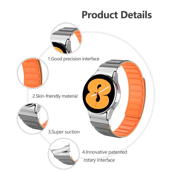 22mm SamSung Watch 4 Magnetic Leather Band Strap with Dual Color Rotating and Nylon