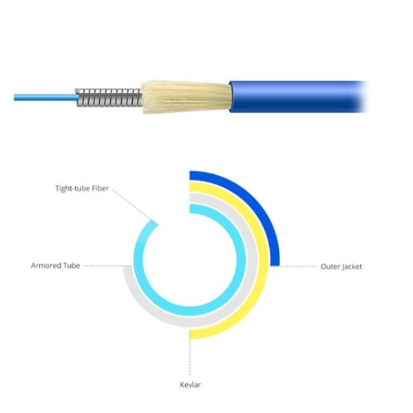 Military Tactical 4 Strand Fiber Optic Cable 200m Single Mode LC Armored