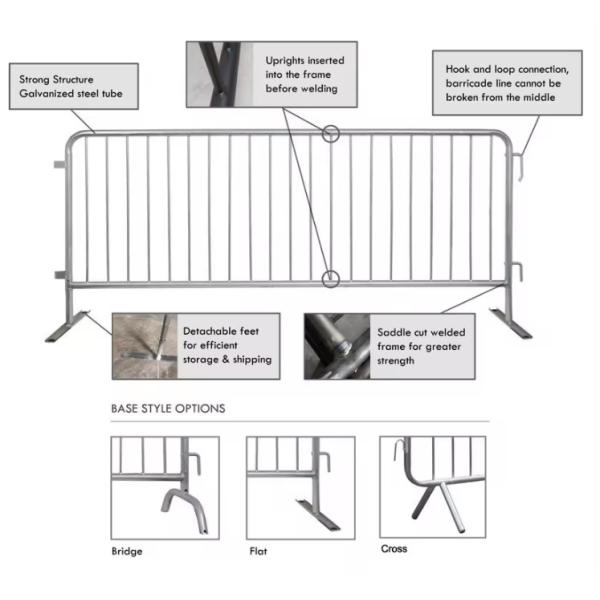 Metal Welded Galvanized Crowd Control Barricade Fence 32mm
