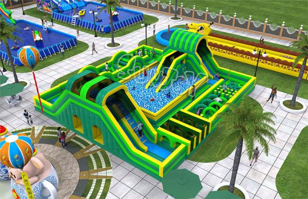 Cheap 18m Long Ball Pit Interactive Challenge Inflatable Obstacle Course for sale