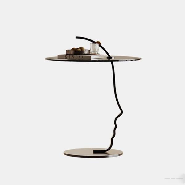 Cheap Customized Glass Top End Table Dia500mm Glass And Stainless Steel Side Table for sale