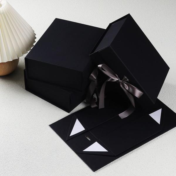 Recycled Paper Ribbon Tie Magnetic Gift Boxes With Matte Finish Packaging Boxes