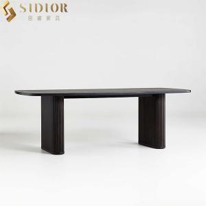 China Northern Rectangular Birch Plywood Dining Table Black 220cm Length on sale