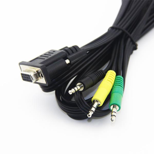 Cheap RS232 Serial DB15 D Sub 15 Cable 3*3.5MM VGA Male To Male Cable for sale