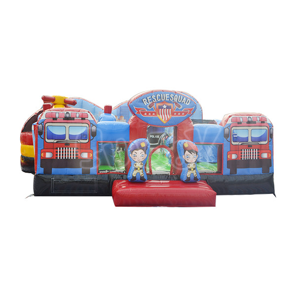 Inflatable Rescue Squad Playground Combo Pvc Inflatable Bouncer Slide Inflatable Castle Slide Combo