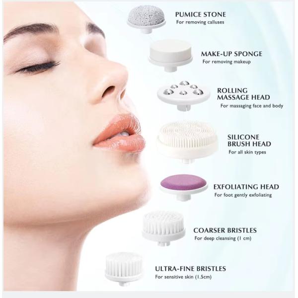 7 In 1 Portable Facial Cleansing Brush Electric Sonic Face Scrubber With UK EU US Plugs