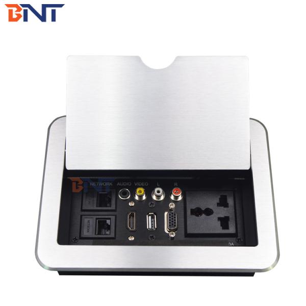 Cheap BNT Tabletop Flip Up Multi-function Power Socket Box / Slip Up Socket / Slide Open Socket Box for sale
