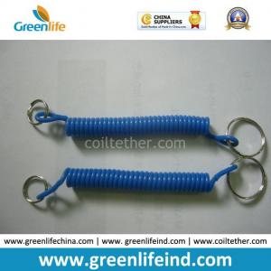 China Simple Design Blue Spring String Coiled Key Chain Lanyard Holder on sale