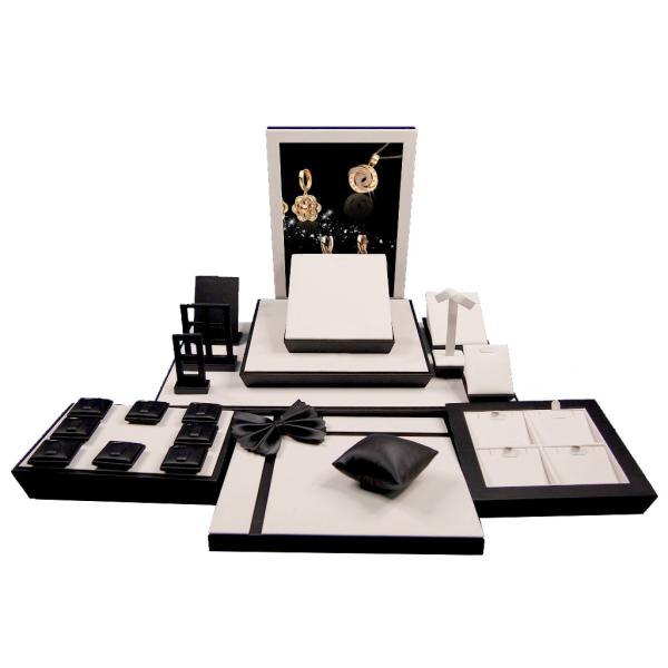 High Glossy Black Wooden Window Jewelry Display Set Jewellery Display Stand