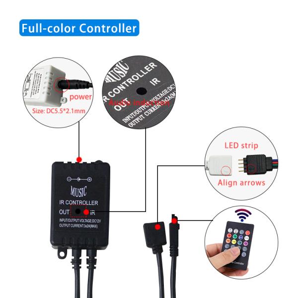 Music LED RGB Controller 3CH 20 Key IR Remote Control For Home Decoration