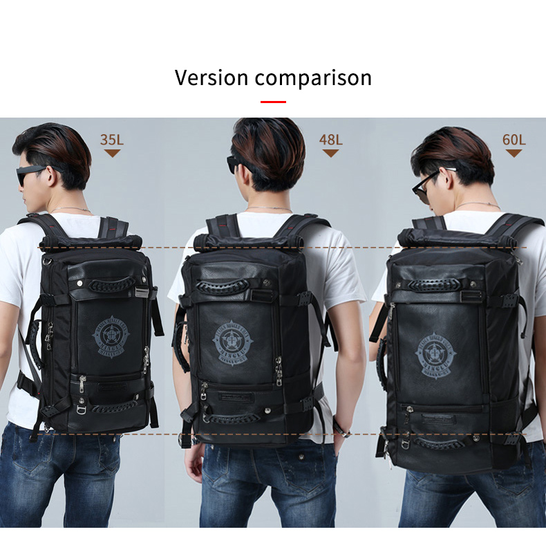 Black PU Waterproof Climbing Backpack Water Resistant Hiking Backpack OEM/ODM