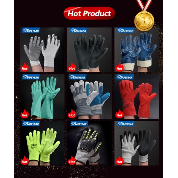 FL-L4001 Non Slip Safety Working Gloves 10 Inch Latex Coated Work Gloves