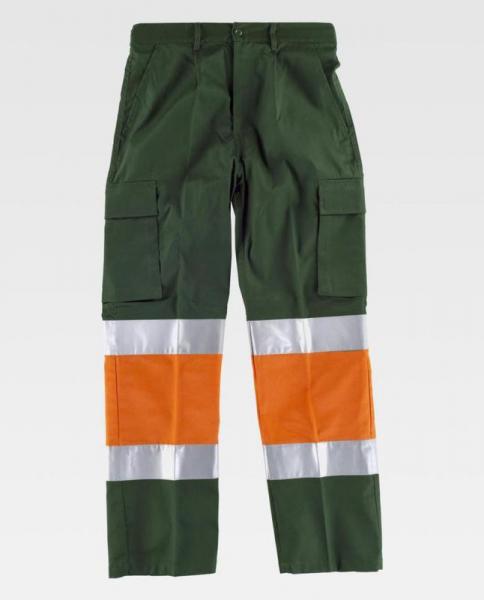 Workers Reflective Orange Hi Vis Trousers / Fashion Mens Safety Work Pants