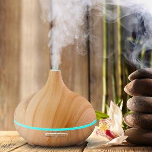 D 155mm Wooden Aroma Diffuser 300ml Wood Grain Humidifier