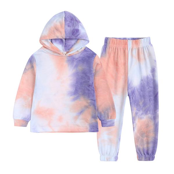 Cheap Jogging Spring Children'S Clothing Tie Dye Two Piece Jogger Set for sale