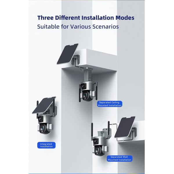 Dual Lens Continuous Recording Security Camera 10X Zoom 4K Solar Camera