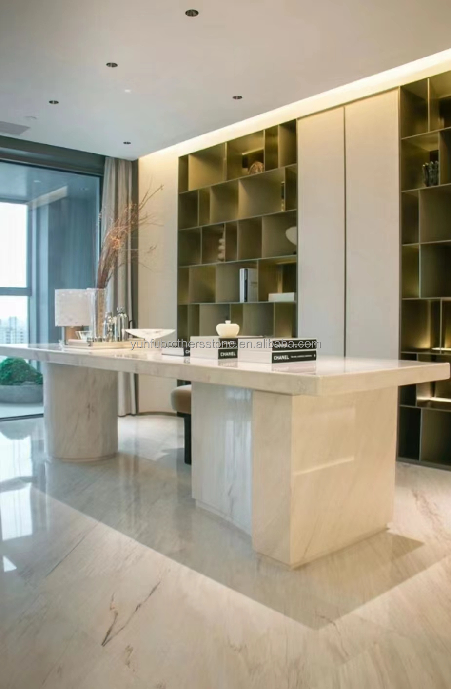 Modern Ink Painting Marble Big Slab Honed Grey Wall Panel and Kitchen Countertop Tile