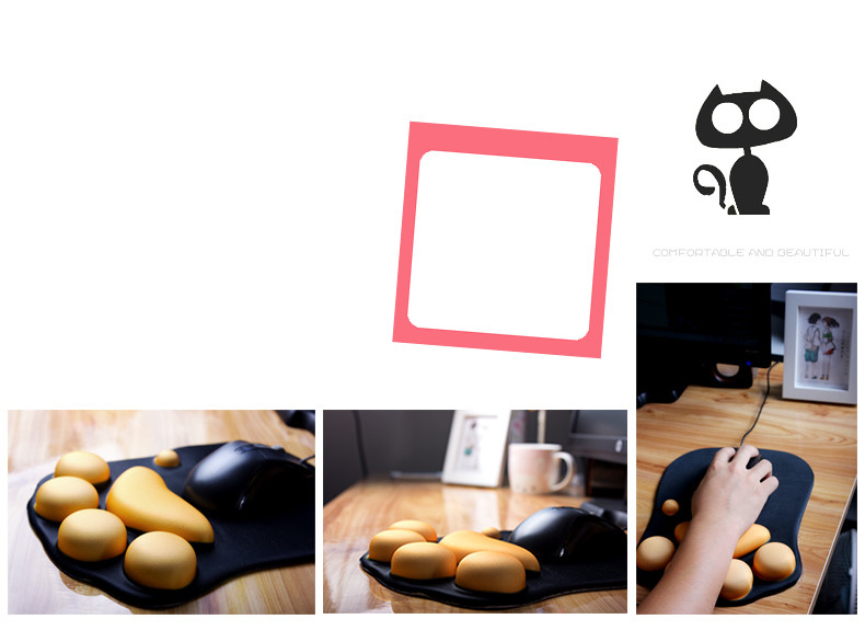 Lightweight Cat Paw Mouse Pad , Creative Cat Mouse Pad With Wrist Rest