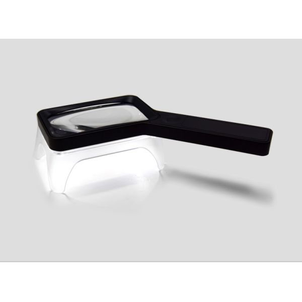 Handheld Rectangular Magnifier Touch Mode Switch 6LED Light with USB Charging Cable 3-speed Light Magnifier