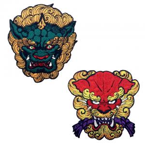 China Lion Dog 3D 10cm Custom Embroider Patch Die Cut Border For Jackets on sale