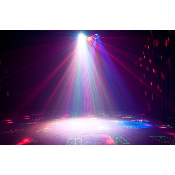 Gobo Effect, Moonflower Effect, Strobe/Chase and green & red laser LED Effect Light