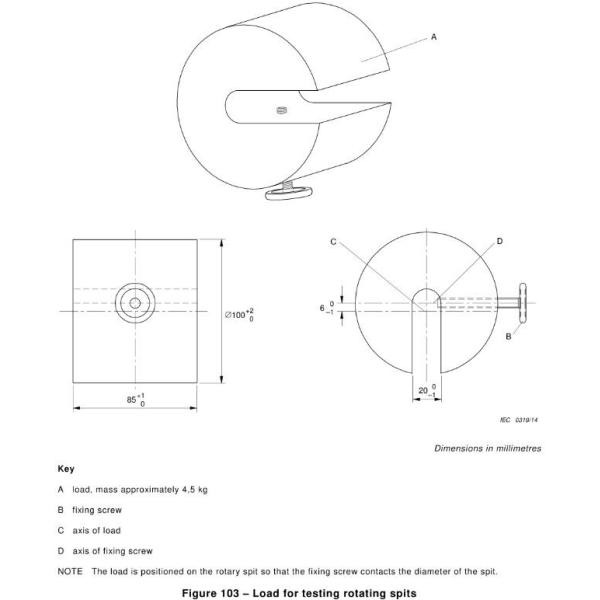 IEC 60335-2 Load Thickness 85+10 Mm Load For Testing Rotating Spits