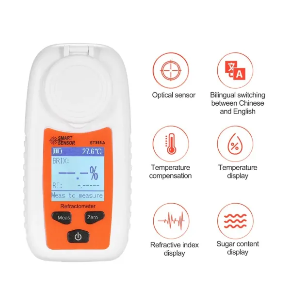 St355A Digital Portable Refractometer Atc Sugar Percent Tester