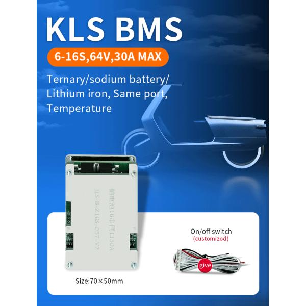 KLS 6s-16s 64v 30a 18650 Pcm Bms Lithium Ion Battery sodium battery bms For Ternary/sodium/lithium iron battery