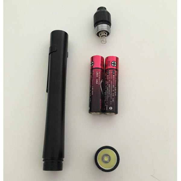 5 Hours Runtime Led Pocket Flashlight With Clip , Battery Powered Led Pen Light