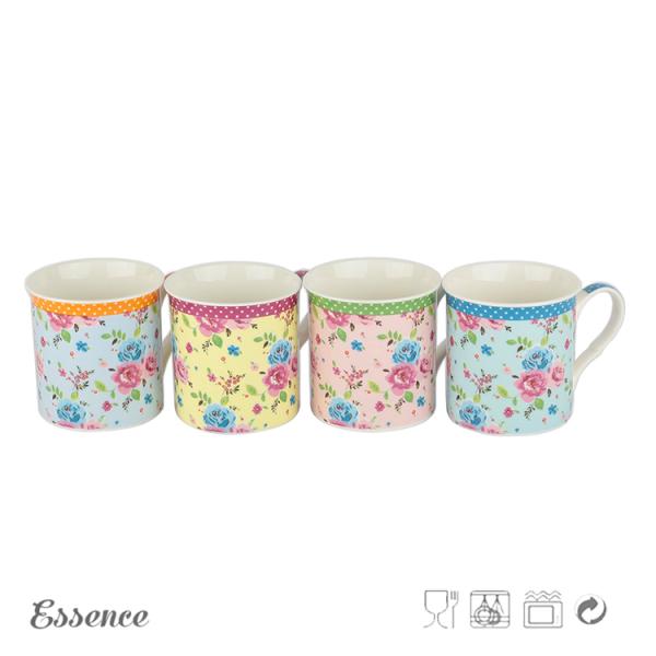 310 Ml White Ceramic Coffee Cup Decal Mug With Handle Eco Friendly