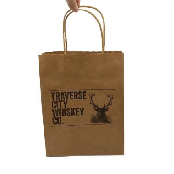 Cheap Custom Brown Kraft Paper Shopping Bag Recyclable Paper Gift Bags With Handles for sale