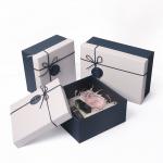 China Perfume Cosmetics Gift Packaging Box Lid And Base Box With Ribbon Bowknot Raffia for sale