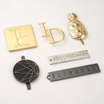 Metal Bag Label Custom Logo Metal Plates For Bags Design Gold Hanging Tag Circle