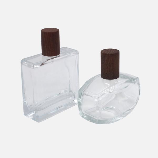 Cheap glass perfume spray 50ml 100ml perfume bottles with wooden caps for sale