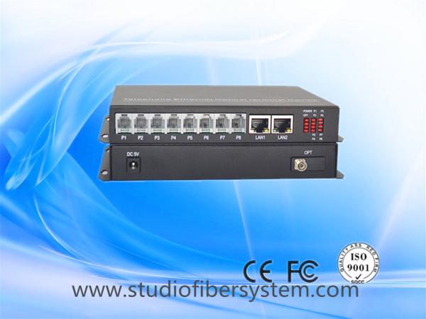 Cheap 8Port Telephone line to Fiber Converter with 2ch gigabit ethernet for armed police system for sale
