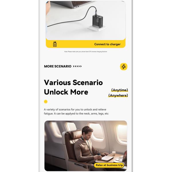 ESSAGER ES-X72 2 in 1 Massage Charging Usb C Cable 5A PD 100W Charger Type C to Type C