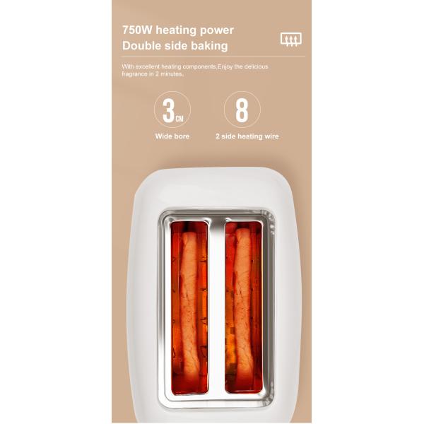 750W 2 Slice Bread Toaster 220 Volt Fully Automatic