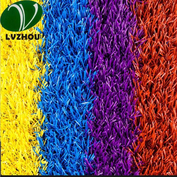 25mm Colorful Artificial Grass / Purple Fake Grass 16800 Density Ornamental