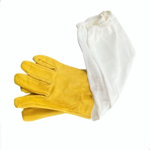 Yellow Sheepskin Bee Sting Proof Gloves For Hands Protection