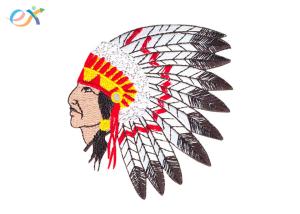 Best Custom American Indian Iron On Embroidered Patches With Laser Cut Border wholesale