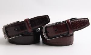 Big Crocodile Grain Genuine Mens Leather Dress Belt 3.5cm Width With Gun Metal Buckle