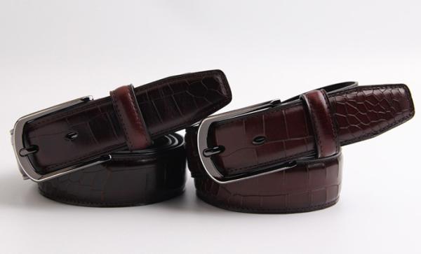 Cheap Big Crocodile Grain Genuine Mens Leather Dress Belt 3.5cm Width With Gun Metal Buckle for sale